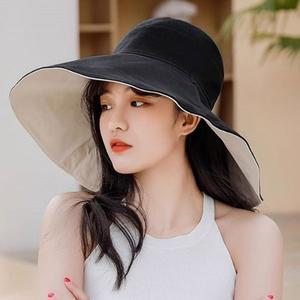 [기타]챙넓은 여성벙거지 빅사이즈 물결 휴양 양면모자