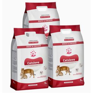 캣츠러브 전연령 오리 닭고기 고양이 건식사료 5kg x 3개