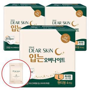 디어스킨 에어엠보 입는오버나이트 뉴 특대형？4개입x3팩+디어스킨 여성청결 티슈 10매