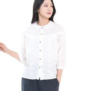 WN5107 레이스칼라 7부 자수 블라우스