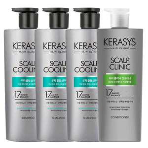 케라시스 두피 쿨링 단백질샴푸 750ml 3개 + 두피 클리닉 린스 750ml 1개