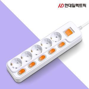 개별 메인 5구 10M 멀티탭(16A) 멀티 캠핑 절전형 고용량 연장선 국산 콘센트 커버 개별스위치 차단 연장