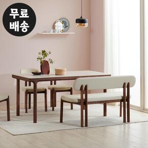 미렌 세라믹 에쉬 원목 벤치형 4인용 식탁세트(1500)