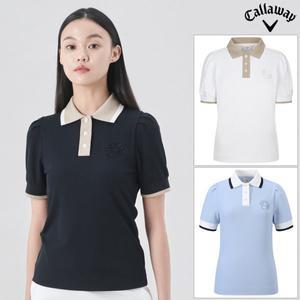 [캘러웨이](강남점)여성 여름 퍼프소매 피케 티셔츠(CWTY24M607)