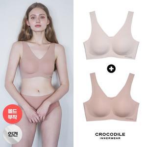 [크로커다일] 라이크라 인견쉘론 몰드부착 V넥 감탄브라 2종 CDWBR5N2728