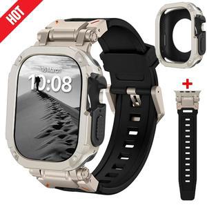 Apple Watch 밴드 S10 용 스트랩 케이스 IWatch 시리즈 10 9 8 7 6 5 4 Ultra 2 용 46mm 44/45/49mmTPU 보호 케이스 커버 팔찌
