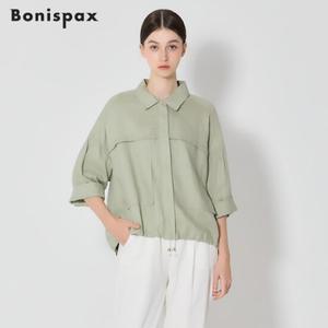 보니스팍스 린넨100 카라 아웃포켓 숏 자켓