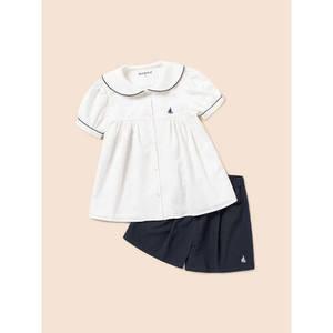 국내매장정품 빈폴 키즈 반팔티 BEANPOLE 여아 클래식 마린 시어서커 상하복 세트 화이트 (BI5465G011)
