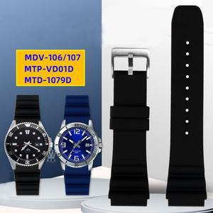 호환품 카시오 다이빙 시계 황새치 MDV-106 MTP-VD01 efr-303l 시리즈 수지 실리콘 스트랩 그린 22mm 밴드