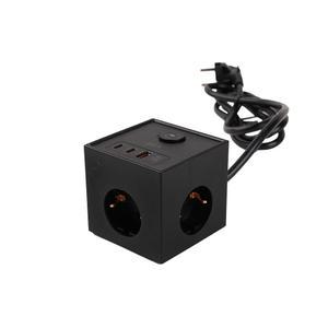 지클릭커 파워마스터 큐브 3구 고용량 4000W USB 출력 멀티탭 LP762CPD 블랙