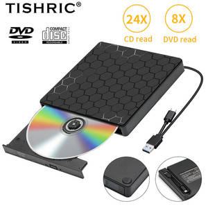 CD리더기 CD롬 TISHRIC 외장 DVD CD 드 플레이어 PC 노트북 컴퓨터용 USB 30 C RW 리더기
