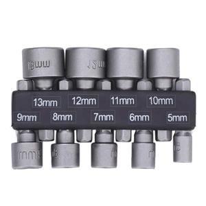 9pcs 전원 핸드 드라이버 드릴 도구 세트 5-13mm 미터법 소켓 렌치 너트 1/4 