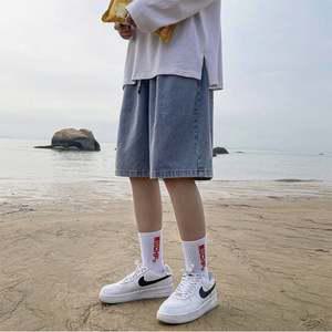 청바지 반바지 데님 와이드 밴딩 5부 청 버뮤다 팬츠