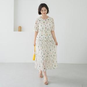 엄마옷 마담4060 플라워 프린팅 반팔원피스 에스닉 비밀정원-ZOP2507010-