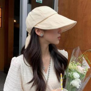 [라일리] Rly 여성 여름 백 리본 면 챙모자 자외선차단 썬캡