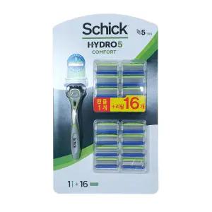 쉬크 하이드로5 컴포트 면도기 세트 면도기1개+날16개