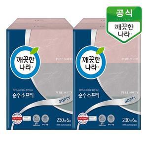 깨끗한나라 순수소프티 미용티슈 230매 6입x2팩
