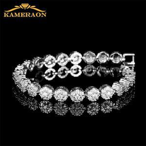 KAMERAON 결혼 반짝이 팔찌  지르콘 힙합 쥬얼리 컷 2.0mm CZ 테니스 여성 파티 BS803