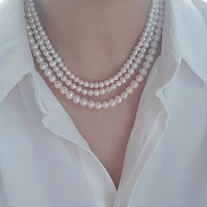 실버925 고퀄 천연 담수진주 은목걸이 3size