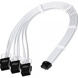 NETmate NM-DPR186 12VHPWR to PCI-E 8핀x3 변환 슬리빙 케이블 0.3m 화이트 그래픽카드VGA 전원