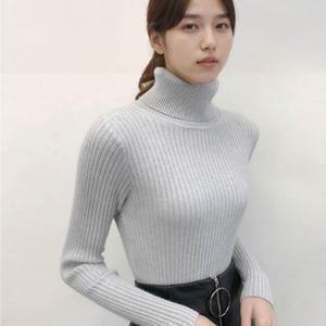 여자 포근 도톰 기본 목폴라 골지 티 LDW-TSA-SSIS622-그레이