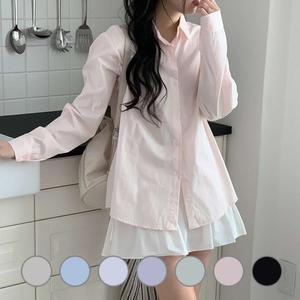 롱 예쁜핏 7컬러 순면 베이직 박시한 여성 긴팔 셔츠 남방 오피스룩