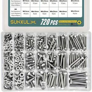 720PCS 1640PCS M4 M5 M6 볼트  팝너트 분류 키트 304 스텐18-8 육각 나사 와셔