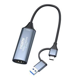 4K USB C 비디오 캡처 카드 2 in 1 Type C USB 3.0/2.0 그래버 레코드 어댑터 1080P 60fps HDMI to USB/USB