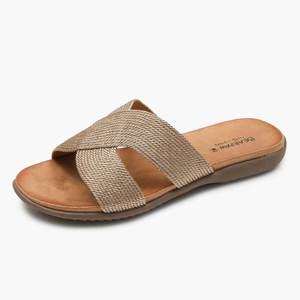 RAMONA 여성 슬리퍼 엑스스트랩 쿠션 슬라이드 골드 K2259146RB-W