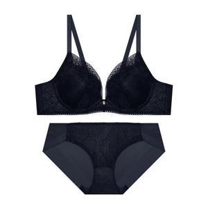 트라이엄프 레이스 소프트 와이어 커버업 네이비 브라 팬티 세트