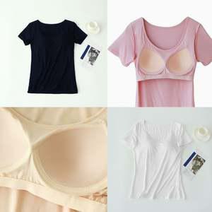 브라캡모달반팔티 모달 캡내장 노브라 일체형 티셔츠