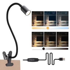 침대 헤드보드용 LED 독서등 - 구스넥, 조절 가능한 색상 온도 3000/4000/6000K , 기숙사 및 가정용 USB 구동 탁상용 램프를 갖춘 클립온 북 라이트