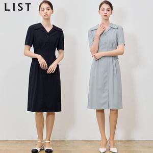 [리스트(LIST)] 품격있는 개더 세일러 카라 원피스 (택가격: 268000원)