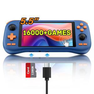 Kinhank K56 레트로 휴대용 게임 콘솔 내장 16 000개 이상의 게임, Android 14 0 콘솔, 5 5인치 터치스크린, 64GB RAM 128GB ROM, 5000mAh 배터리, WiFi 0, BT5 홀 로커