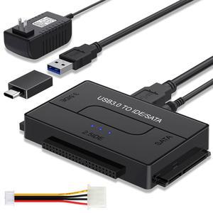 외장 하드 리더기 SATA/IDE to USB 3.0 어댑터 범용 2.5/3.5인치 IDE SATA HDD SSD 용 드라이브 변환기 12V 2A 전원 포함
