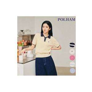 폴햄 여성 버튼넥 케이블 반팔 니트 PHF2ET2470