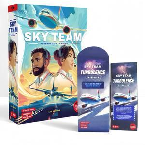 Sky Team 기본 에디션 + 터번슬런스 확장, 전략적인 협력 기능을 갖춘 2인 비행 시뮬레이션 보드 게임