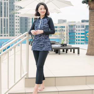 조이마담S7124 웨이브 후드 수영복 세트 50대60대중년여성 빅사이즈래쉬가드
