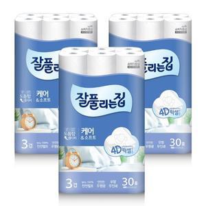 잘풀리는집 케어앤소프트 27m 30롤 3팩