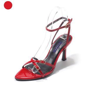 갤러리아 세라 여성 백화점 수제화 에나멜 스트랩 샌들 힐  S23S001 레드 8CM