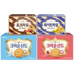 크라운 초코하임, 142g, 1개 + 화이트하임, 142g, 1개 + 산도크림, 323g, 1개 + 산도딸기, 323g, 1개