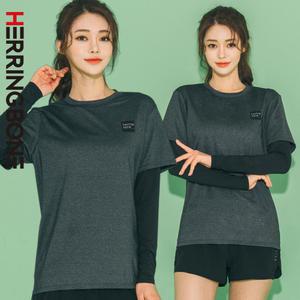 여성 래쉬가드 루즈핏 암레깅스 반팔 레이어드 수영복 비치웨어 상의 RC104W