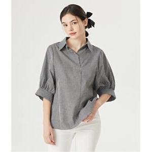 [르샵]체크 썸머 베이직 카라 루즈핏 반팔 블라우스 (DO2BA035A)