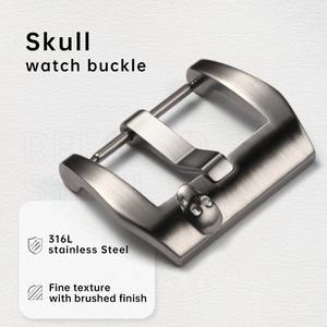 가죽시계줄  해골 시계 버클 316L 스테인리스강 18mm 20mm 22mm 블랙 로즈 골드 가죽 스트랩 걸쇠