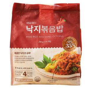 수입식품 수입 그로서리 매콤한 낙지가득 피코크 냉동 낙지볶음밥 4입 840g 수입식재료