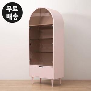 [벤티스가구]레나 유리 장식장 모던 인테리어 미니 진열장 술장 거실 양주장 고급(750핑크)