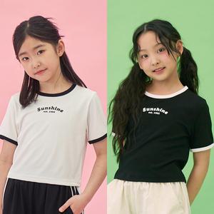 샤인 배색 반팔 티셔츠 / 여아 주니어 의류 초등학생 옷