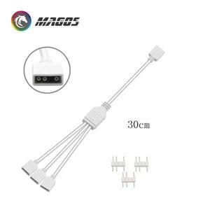 MOD 흰색 ARGB 연장 케이블 어댑터 MSI ASUS용 SYNC 분배기 30cm 1 to 핀
