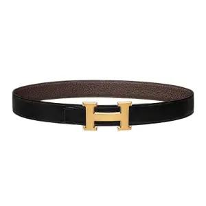 에르메스 H 버클 금장 무광 리버시블 남성 가죽 벨트 32mm 블랙 초코 105 H064544CM2M