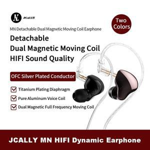 JCALLY MN 이어폰 HIFI 듀얼 자기 회로 이동 코일 헤드폰 분리형  케이블 DJ 음악 발열 헤드셋